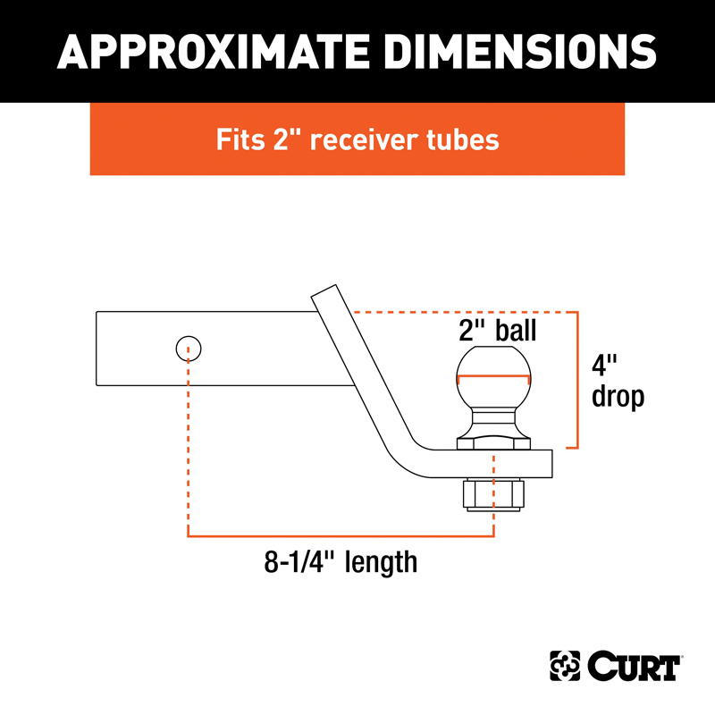 CURT | Towing Starter Kit with 2" Ball (2" Shank, 7,500 lbs, 4" Drop)