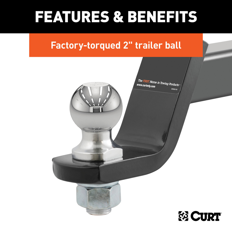 CURT | Towing Starter Kit with 2" Ball (2" Shank, 7,500 lbs, 4" Drop)