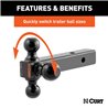CURT | Multi-Ball Mount (2" Solid Shank, 1-7/8", 2" & 2-5/16" Black Balls)