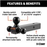 CURT | Multi-Ball Mount (2" Hollow Shank, 1-7/8", 2" & 2-5/16" Black Balls)