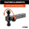 CURT | Multi-Ball Mount (2" Hollow Shank, 1-7/8", 2" & 2-5/16" Black Balls)