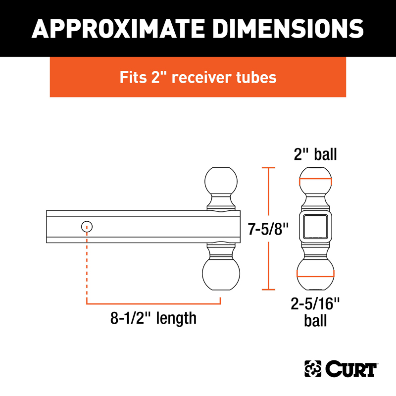 CURT | Multi-Ball Mount (2" Solid Shank, 2" & 2-5/16" Black Balls)