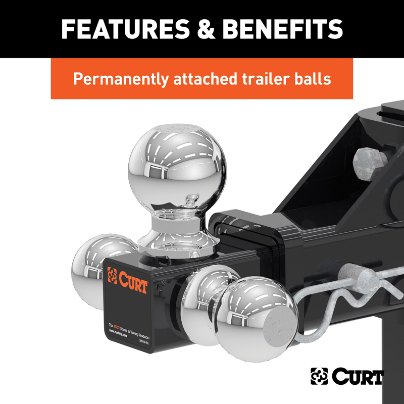 CURT | Adjustable Tri-Ball Mount (2" Shank, 1-7/8", 2" & 2-5/16" Balls)
