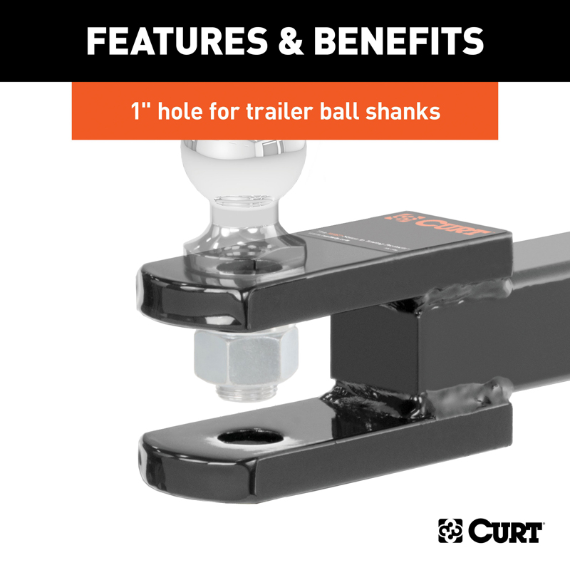 CURT | Clevis Pin Ball Mount with 1" Diameter Pin (2" Shank, 6,000 lbs.)