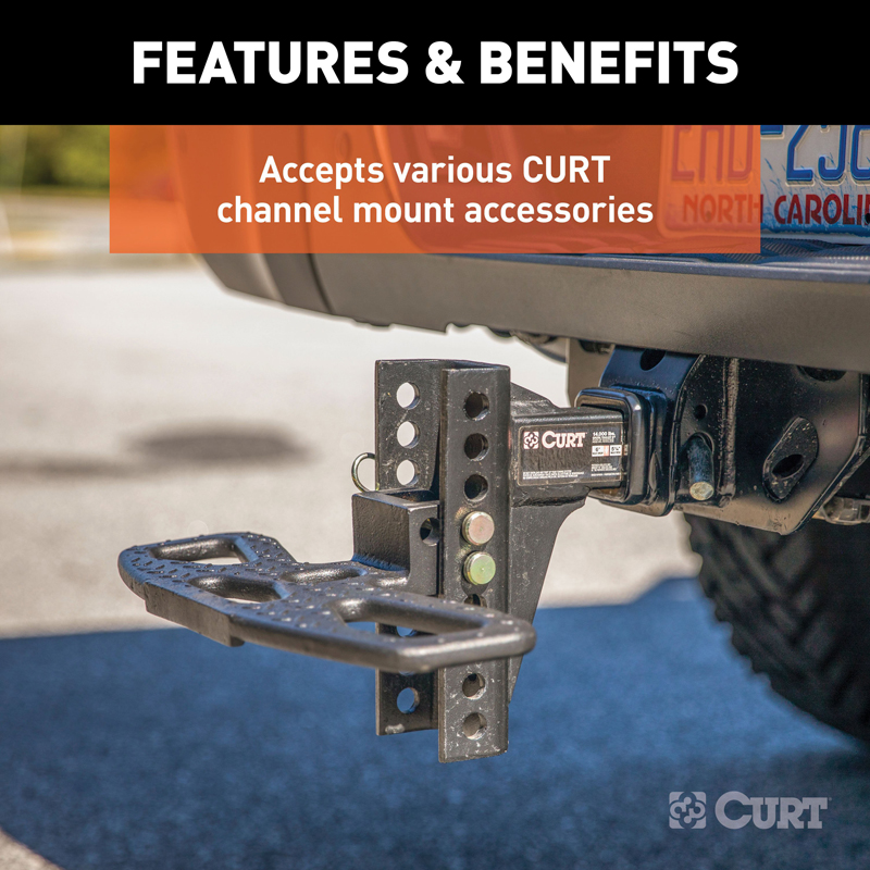 CURT | Adjustable Channel Mount with Dual Ball (2" Shank, 14,000 lbs., 6" Drop)