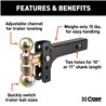 CURT | Slim Adjustable Channel Mount with Dual Ball (2" Shank, 10K, 3-3/4" Drop)