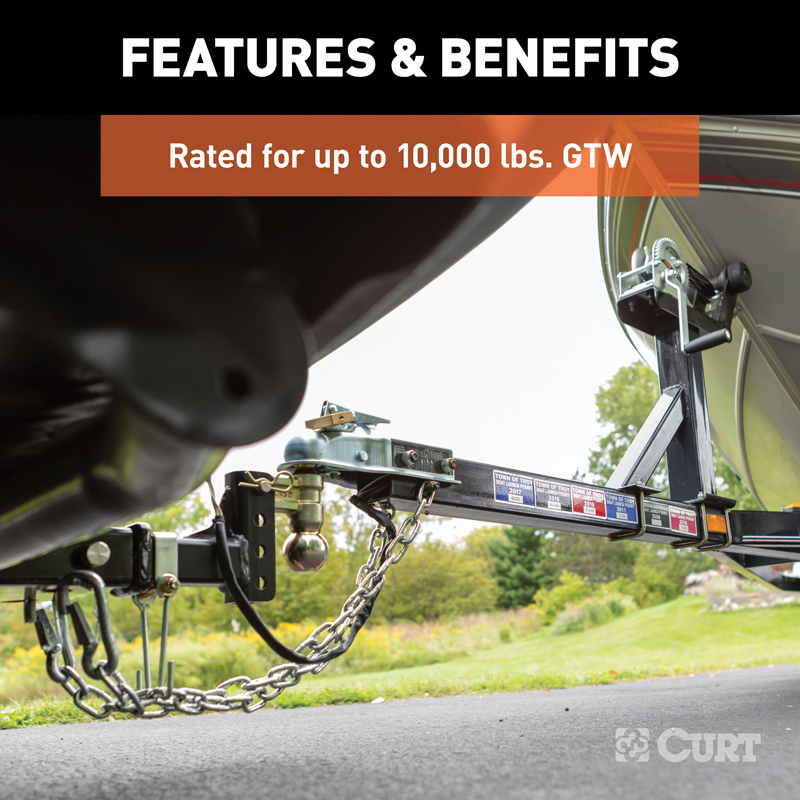 CURT | Slim Adjustable Channel Mount with Dual Ball (2" Shank, 10K, 3-3/4" Drop)
