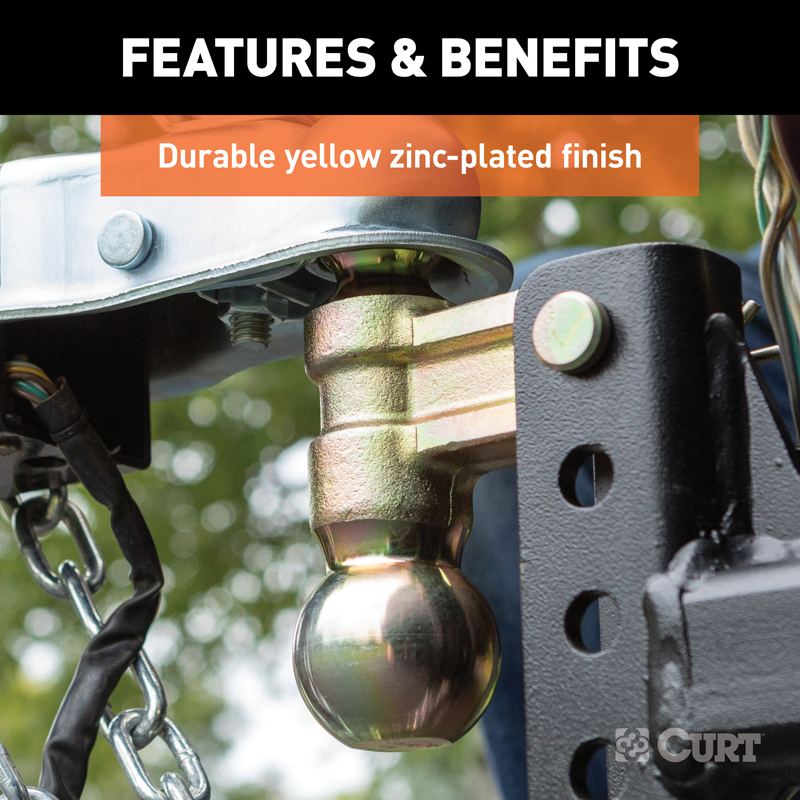 CURT | Slim Adjustable Channel Mount with Dual Ball (2" Shank, 10K, 3-3/4" Drop)