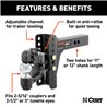 CURT | Adjustable Channel Mount with 2-5/16" Ball & Pintle (2" Shank, 13,000 lbs.)