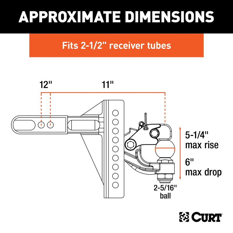 CURT | Adjustable Channel Mount with 2-5/16" Ball & Pintle (2-1/2" Shank, 20,000 lbs.)