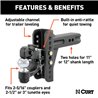 CURT | Adjustable Channel Mount with 2-5/16" Ball & Pintle (2-1/2" Shank, 20,000 lbs.)