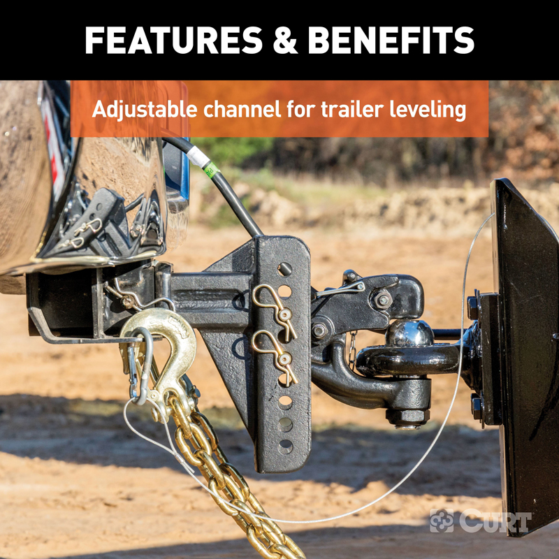 CURT | Adjustable Channel Mount with 2-5/16" Ball & Pintle (2-1/2" Shank, 20,000 lbs.)
