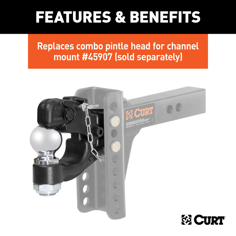 CURT | Replacement Channel Mount Ball & Pintle Hitch (2-5/16" Ball, 13,000 lbs.)