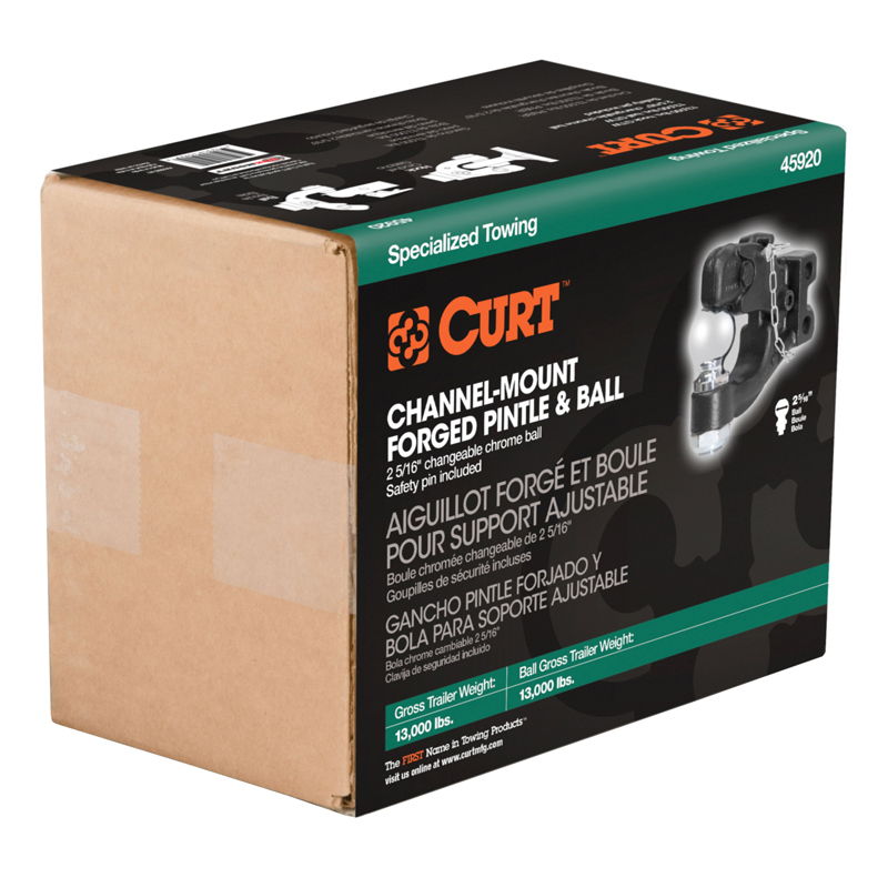 CURT | Replacement Channel Mount Ball & Pintle Hitch (2-5/16" Ball, 13,000 lbs.)