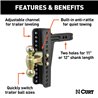 CURT | Adjustable Channel Mount with Dual Ball (2" Shank, 14,000 lbs., 10-1/8" Drop)