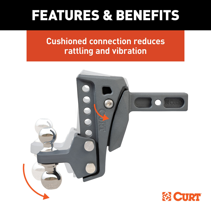 CURT | Rebellion XD Adjustable Cushion Hitch (2" Shank, 2", 2-5/16" Balls, 15K)