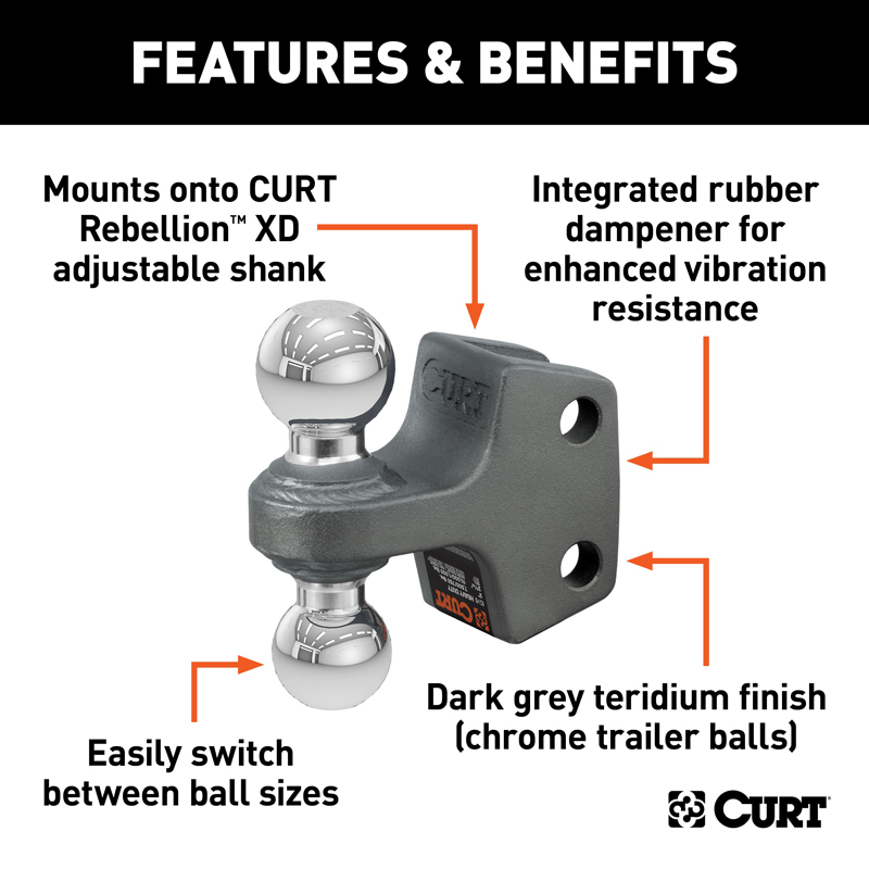 CURT | Replacement Rebellion XD Dual Ball, 2" & 2-5/16", Up to 15K
