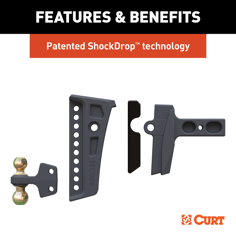 CURT | Rebellion XD Adjustable Cushion Hitch (2-1/2" Shank, 2", 2-5/16" Balls, 20K)