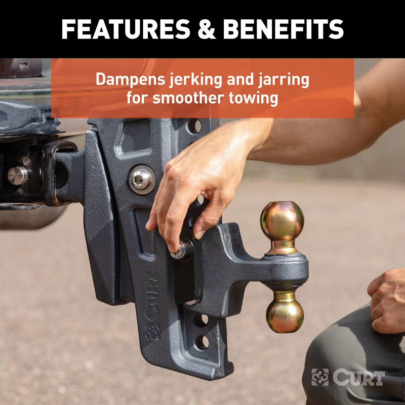 CURT | Rebellion XD Adjustable Cushion Hitch (2-1/2" Shank, 2", 2-5/16" Balls, 20K)