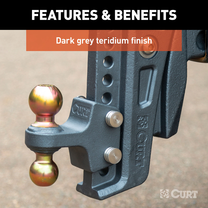 CURT | Rebellion XD Adjustable Cushion Hitch (2-1/2" Shank, 2", 2-5/16" Balls, 20K)