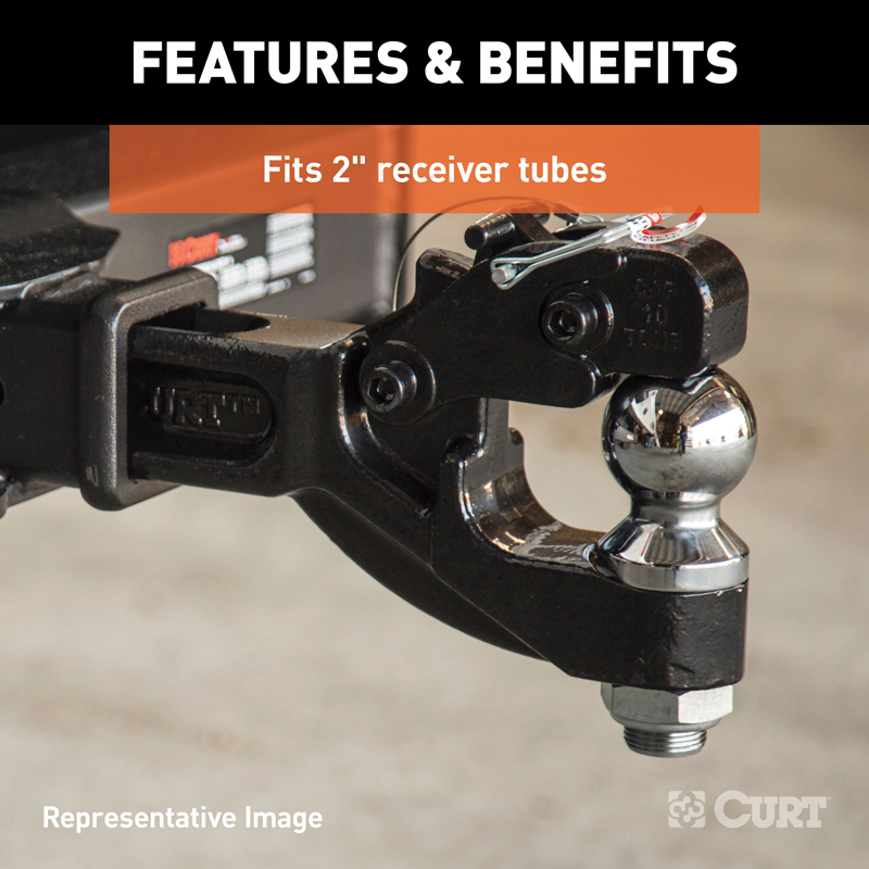 CURT | Receiver-Mount Ball & Pintle Hitch (2" Shank, 2" Ball, 10,000 lbs.)