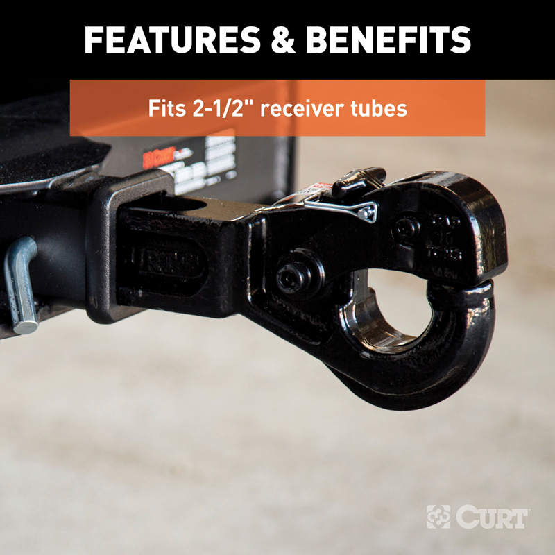 CURT | Receiver-Mount Pintle Hook (2-1/2" Shank, 20,000 lbs., 2-1/2" Lunette Rings)