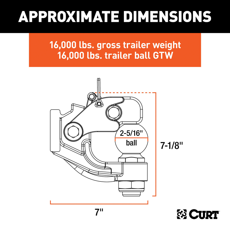 CURT | Ball & Pintle Hitch (2-5/16" Ball, 16,000 lbs. Ball Capacity)