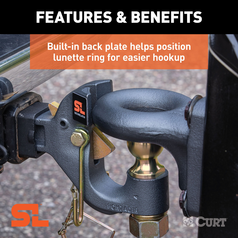 CURT | SecureLatch Receiver-Mount Ball & Pintle Hitch (2" Shank, 2-5/16" Ball, 14K)