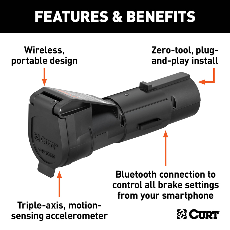 CURT | Echo Mobile Trailer Brake Controller, 7-Way, Bluetooth Smartphone Connection