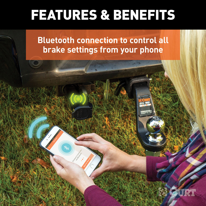 CURT | Echo Mobile Trailer Brake Controller, 7-Way, Bluetooth Smartphone Connection