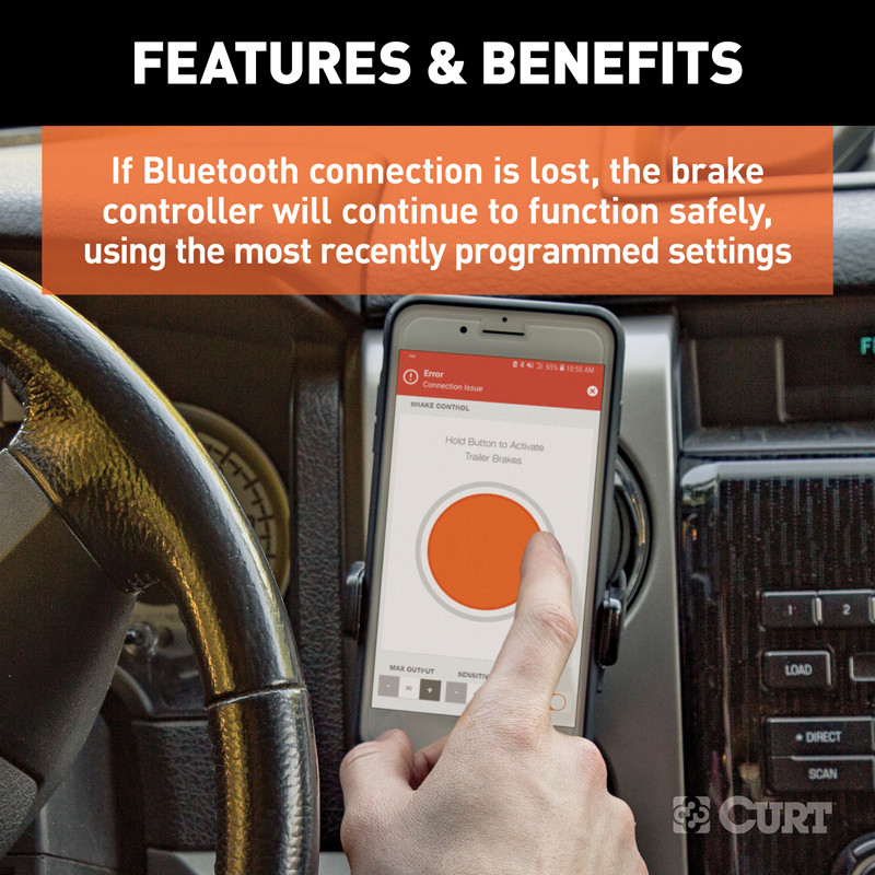 CURT | Echo Mobile Trailer Brake Controller, 7-Way, Bluetooth Smartphone Connection