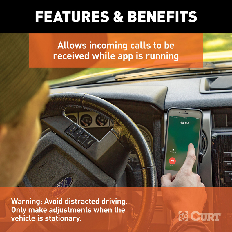 CURT | Echo Mobile Trailer Brake Controller, 7-Way, Bluetooth Smartphone Connection