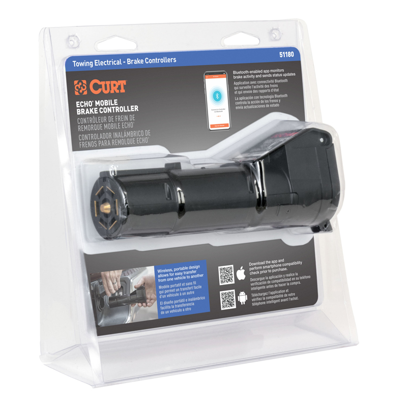 CURT | Echo Mobile Trailer Brake Controller, 7-Way, Bluetooth Smartphone Connection