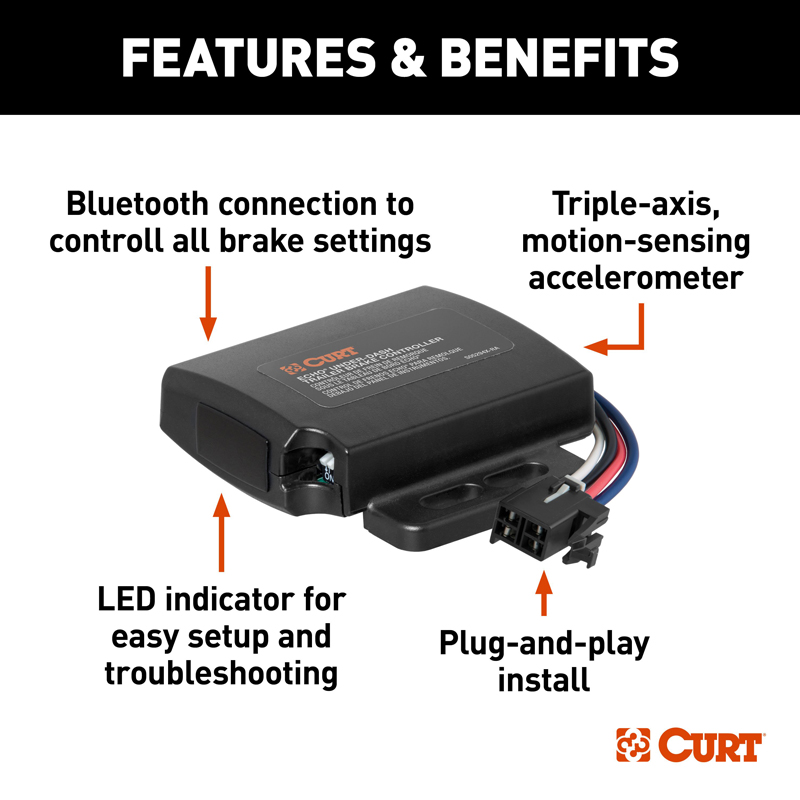 CURT | Echo Under-Dash Trailer Brake Controller, Bluetooth Smartphone Connection