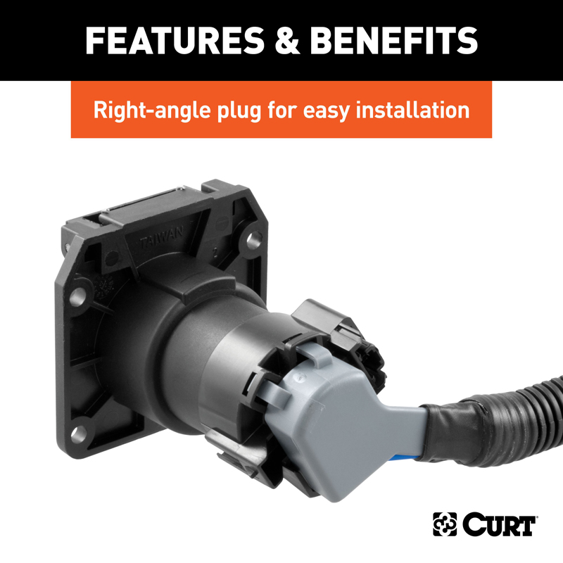 CURT | 10' Custom Wiring Extension Harness (Adds 7-Way RV Blade to Truck Bed) - Chevrolet / Dodge / Ford / GMC 2000-2023