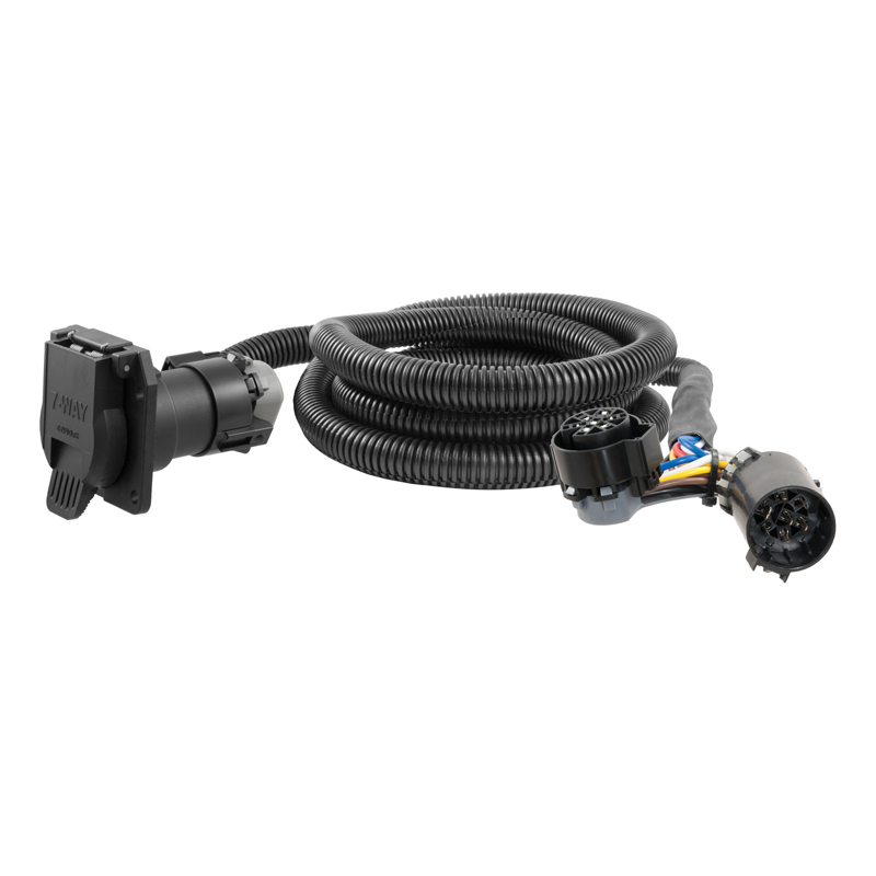 CURT | 7' Custom Wiring Extension Harness (Adds 7-Way RV Blade to Truck Bed, Packaged) - Chevrolet / Dodge / Ford 2000-2023