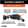 CURT | 7' Custom Wiring Extension Harness (Adds 7-Way RV Blade to Truck Bed, Packaged) - Chevrolet / Dodge / Ford 2000-2023