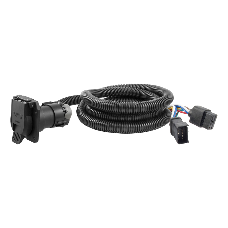 CURT | 7' Custom Wiring Extension Harness (Adds 7-Way RV Blade to Truck Bed) - Dakota / 1500 / 2500 / 3500 2000-2010