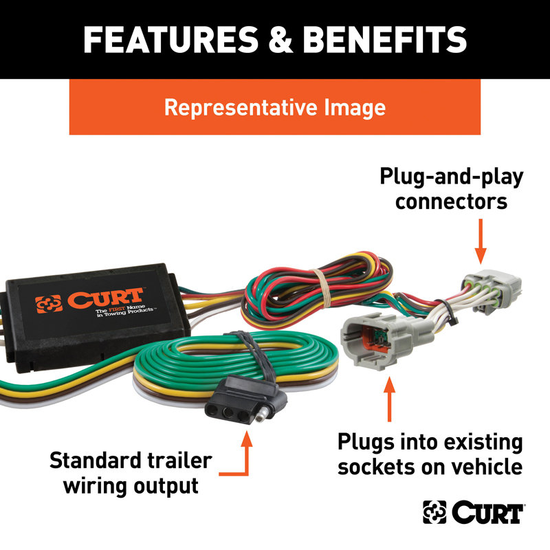 CURT | Custom Wiring, 4-Way Flat Output - Avalon / Camry / Venza 2007-2016