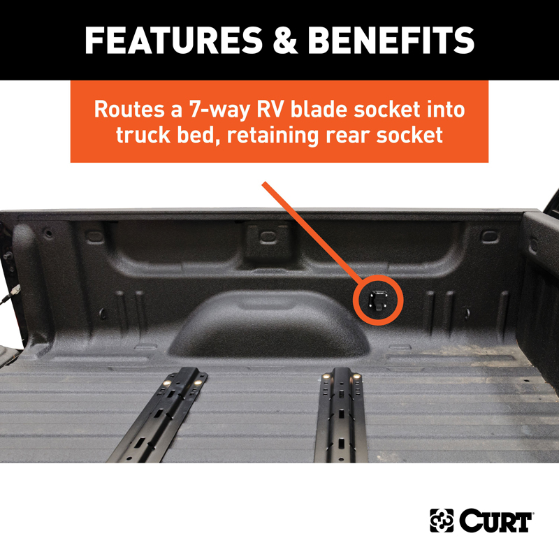 CURT | 10' Custom Wiring Extension Harness (Adds 7-Way RV Blade to Truck Bed, Packaged) - F-150 / F-250 / F-350 2015-2023