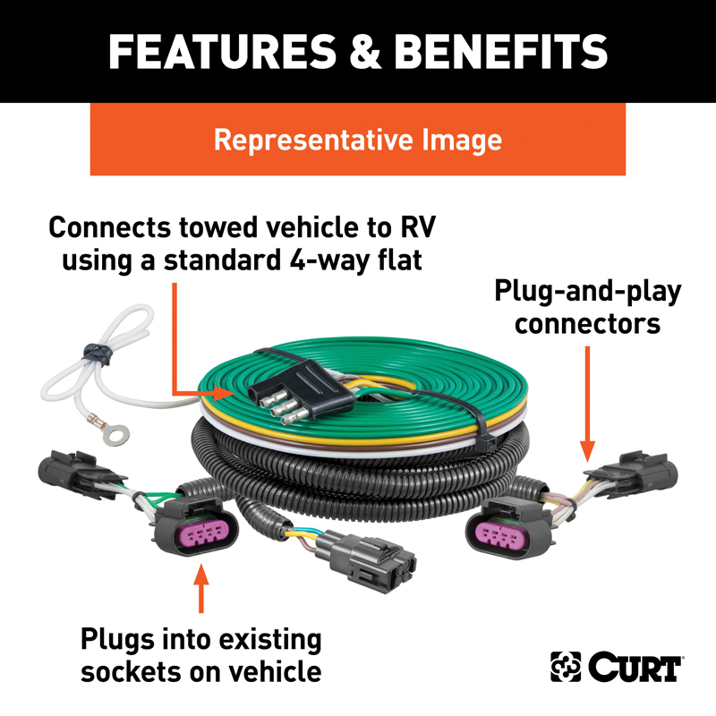 CURT | Custom Towed-Vehicle RV Wiring Harness - F-250 / F-350 2017-2019