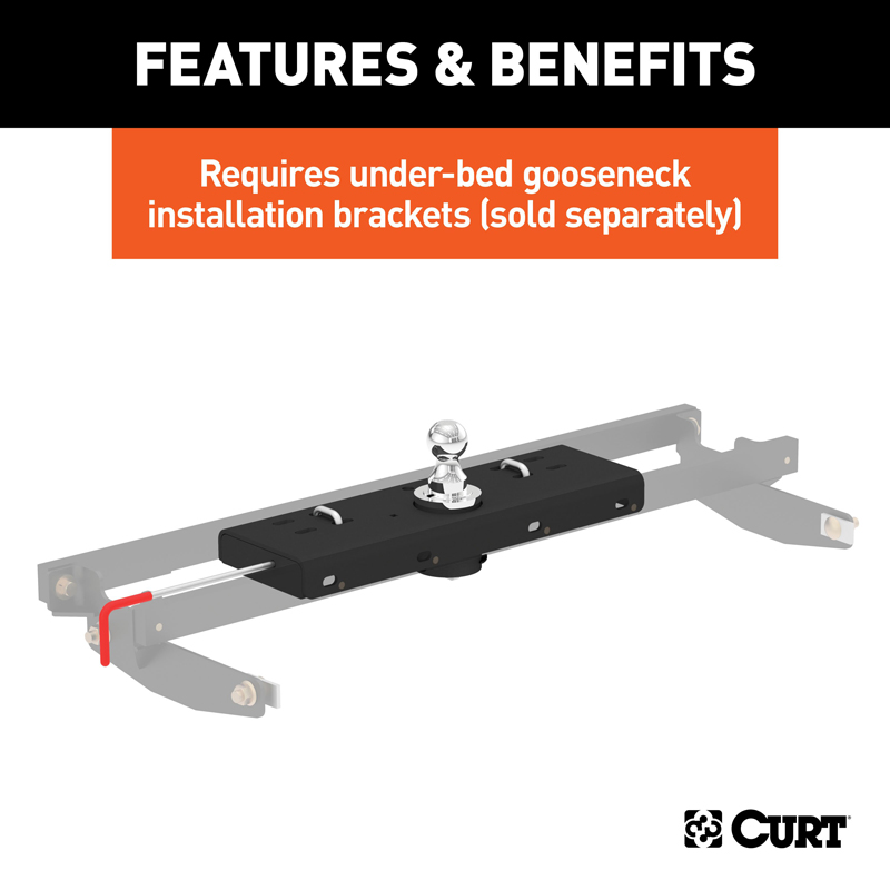 CURT | Double Lock Gooseneck Hitch, 2-5/16" Ball, 30K (Brackets Required) - Chevrolet / Dodge / Ford / GMC 2000-2022