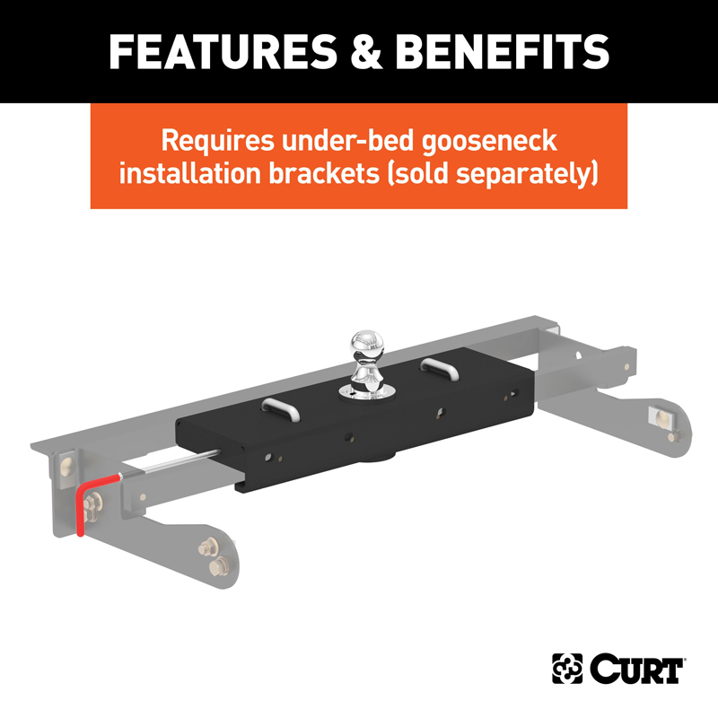 CURT | Double Lock EZr Gooseneck Hitch, 2-5/16" Ball, 30K (Brackets Required) - Silverado / Sierra 2500 HD / 3500 HD 6.0L / 6.6L