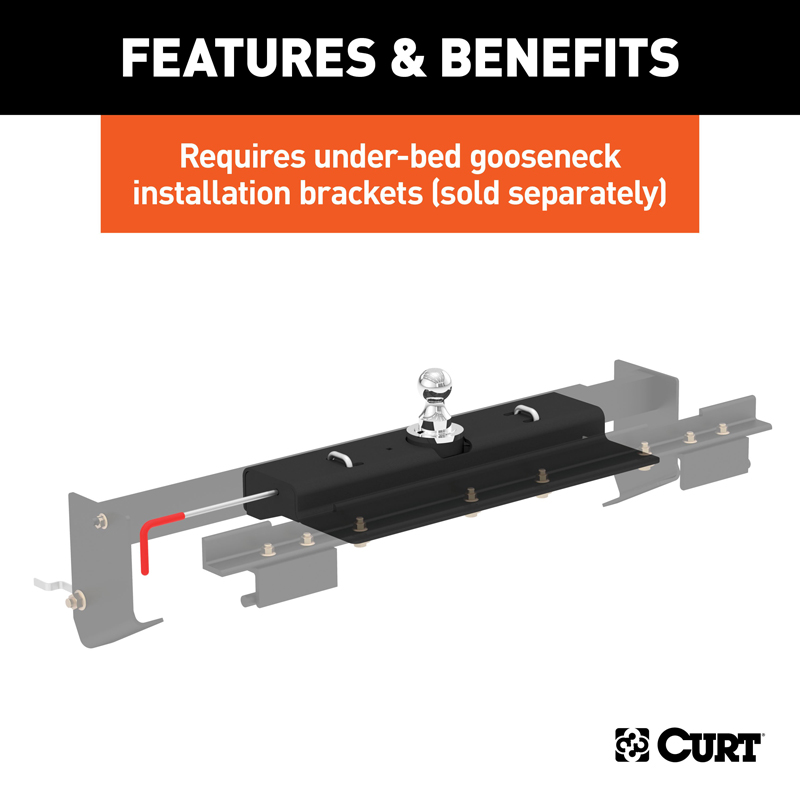 CURT | Double Lock Gooseneck Hitch, 2-5/16" Ball, 30K (Brackets Required) - Titan 5.6L 2004-2019