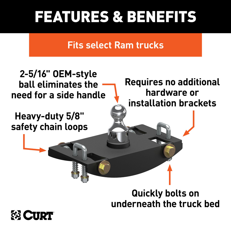 CURT | OEM-Style Gooseneck Hitch - Ram 2500 / 3500 2019-2022