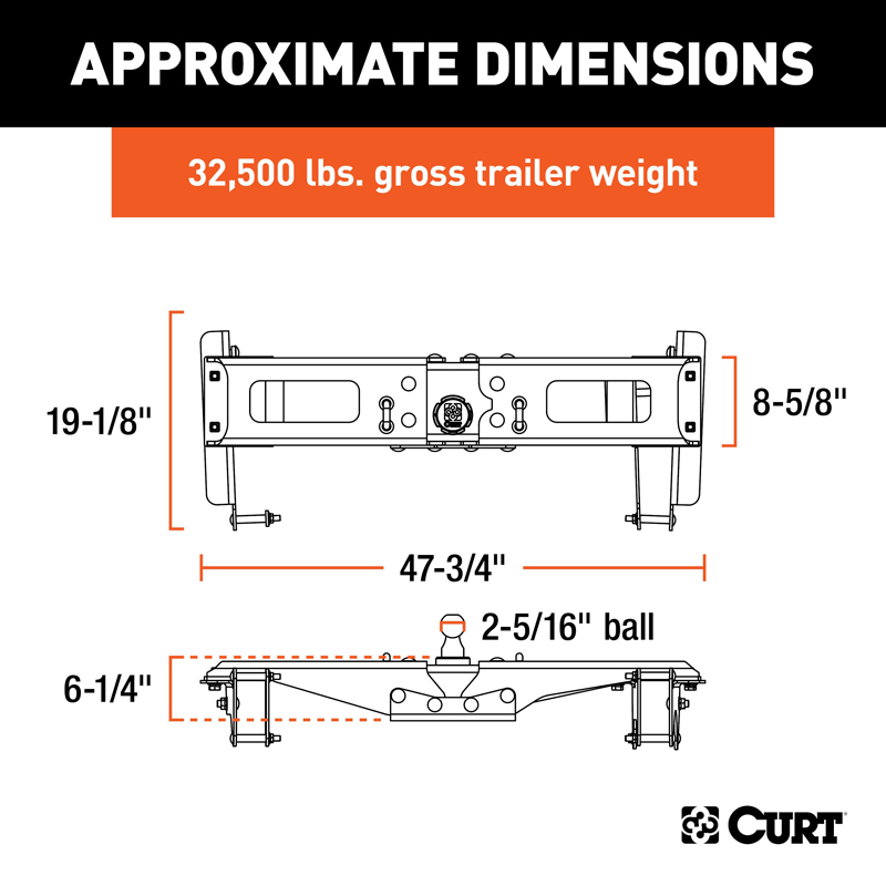 CURT | OEM-Style Gooseneck Hitch - Silverado / Sierra 2500 HD / 3500 HD 6.6L 2020-2023