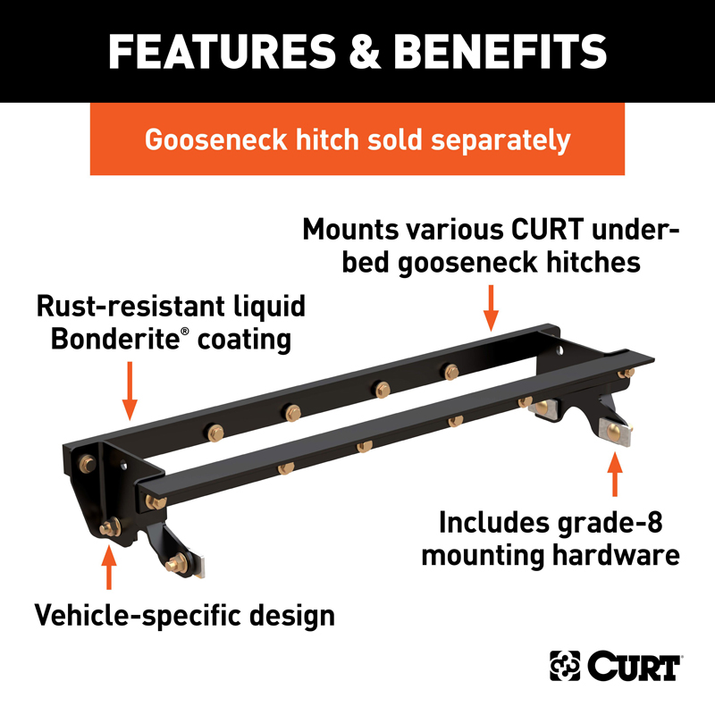 CURT | Double Lock Gooseneck Installation Brackets - F-150 2015-2022