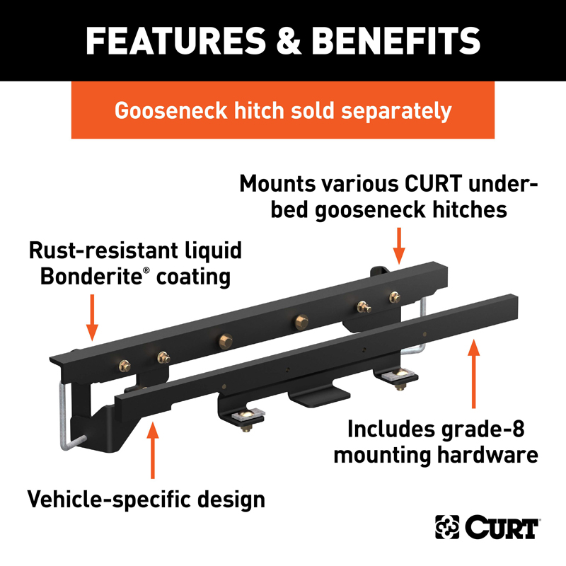 CURT | Double Lock Gooseneck Install Brackets - Ram 1500 / Classic 2009-2022