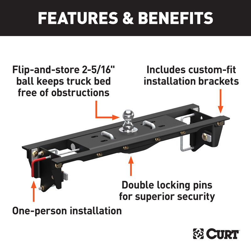 CURT | Double Lock EZr Gooseneck Hitch Kit with Brackets - F-250 / F-350 2000-2010