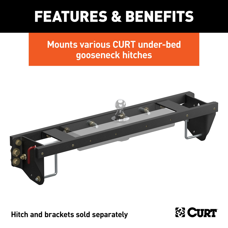 CURT | Double Lock EZr Gooseneck Install Brackets - Silverado / Sierra 2500 HD / 3500 HD 6.6L 2020-2023